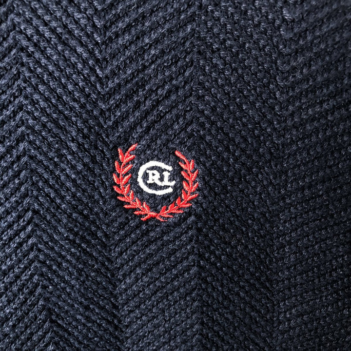 90'S Ralph Lauren CHAPS Herringbone Cotton Knit Sweater Men's M Size Vintage cotton navy blue type Vintage Second Hand