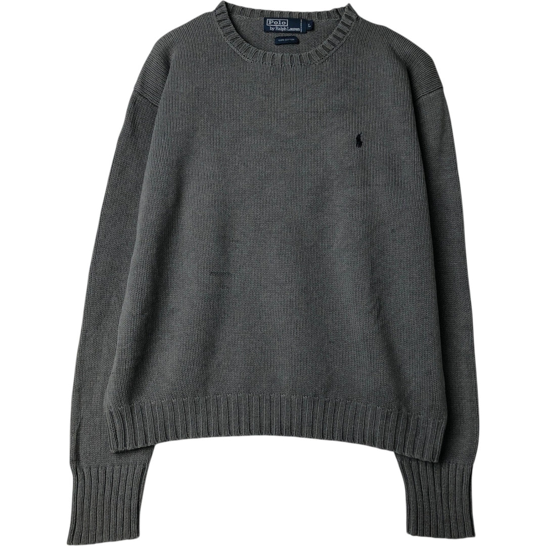 Ralph Lauren POLO by Ralph Lauren Cotton Knit Sweater Men's L size cotton gray type Vintage Second Hand