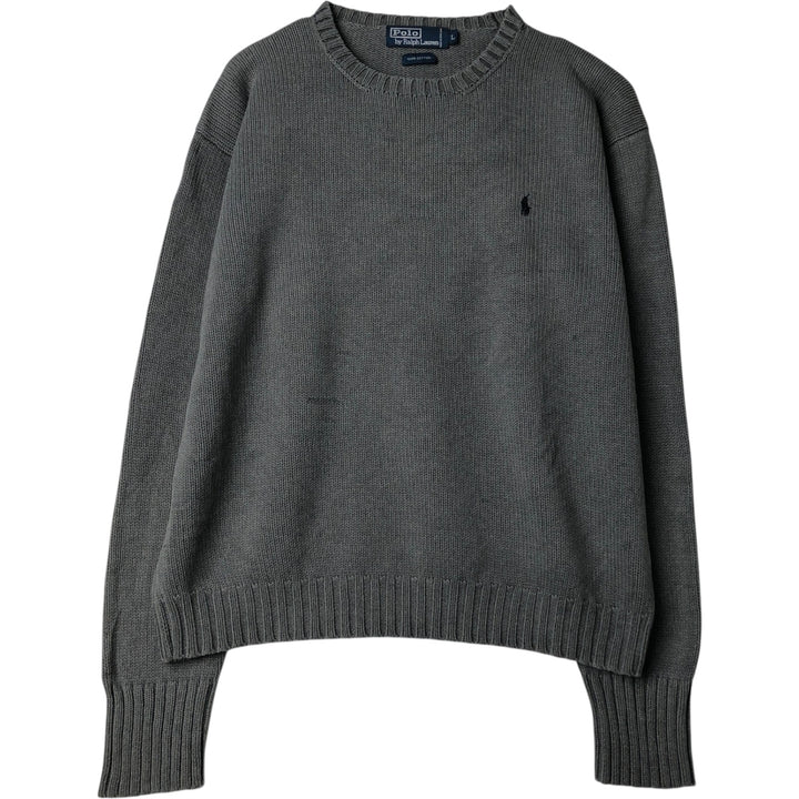 Ralph Lauren POLO by Ralph Lauren Cotton Knit Sweater Men's L size cotton gray type Vintage Second Hand