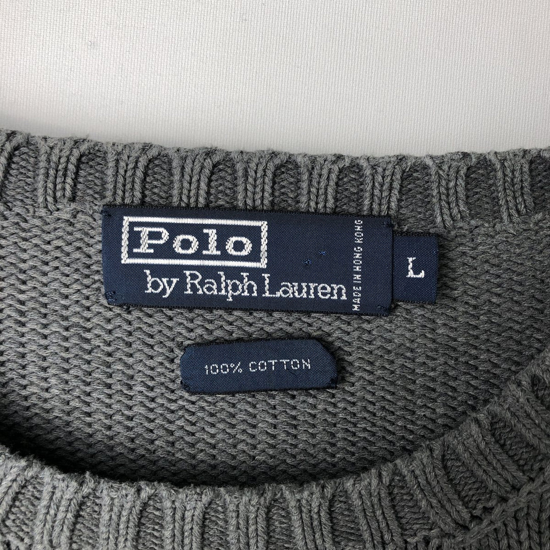 Ralph Lauren POLO by Ralph Lauren Cotton Knit Sweater Men's L size cotton gray type Vintage Second Hand