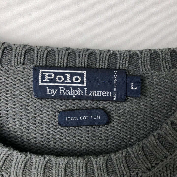 Ralph Lauren POLO by Ralph Lauren Cotton Knit Sweater Men's L size cotton gray type Vintage Second Hand