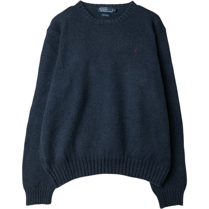 Ralph Lauren POLO by Ralph Lauren Cotton Knit Sweater Men's XL cotton navy blue type Vintage Second Hand