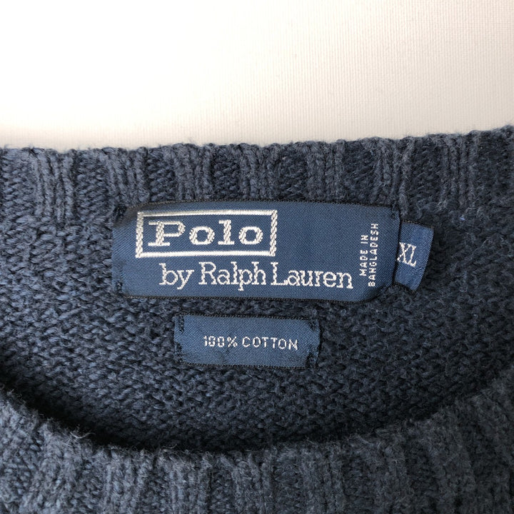 Ralph Lauren POLO by Ralph Lauren Cotton Knit Sweater Men's XL cotton navy blue type Vintage Second Hand