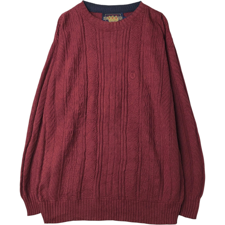 1980'S Ralph Lauren CHAPS cotton knit sweater, made in USA, men's size XL equivalent, vintage. cotton burgundy type Vintage Second Hand