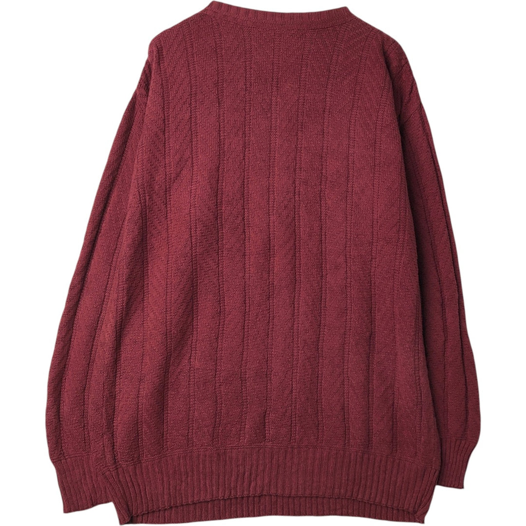 1980'S Ralph Lauren CHAPS cotton knit sweater, made in USA, men's size XL equivalent, vintage. cotton burgundy type Vintage Second Hand