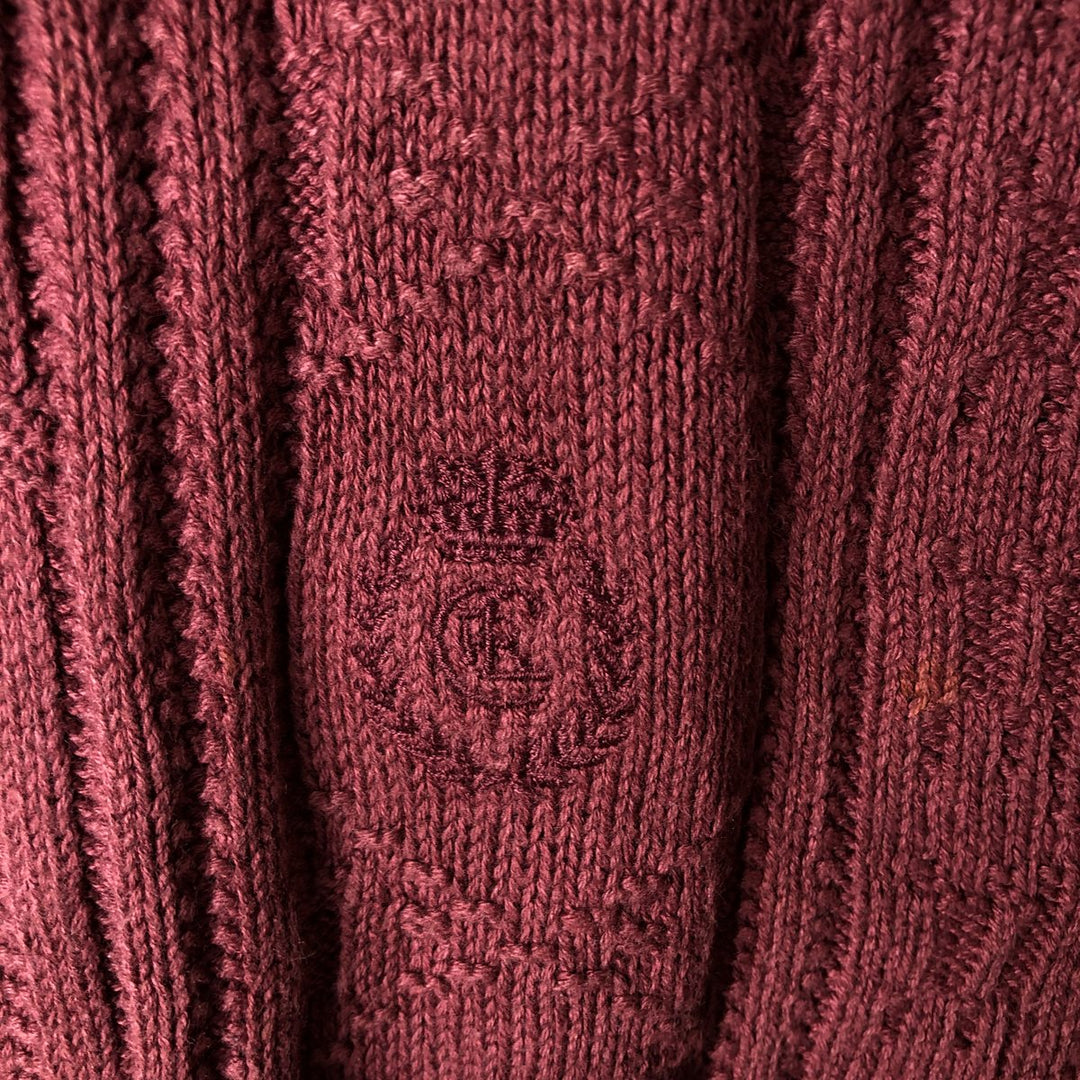 1980'S Ralph Lauren CHAPS cotton knit sweater, made in USA, men's size XL equivalent, vintage. cotton burgundy type Vintage Second Hand