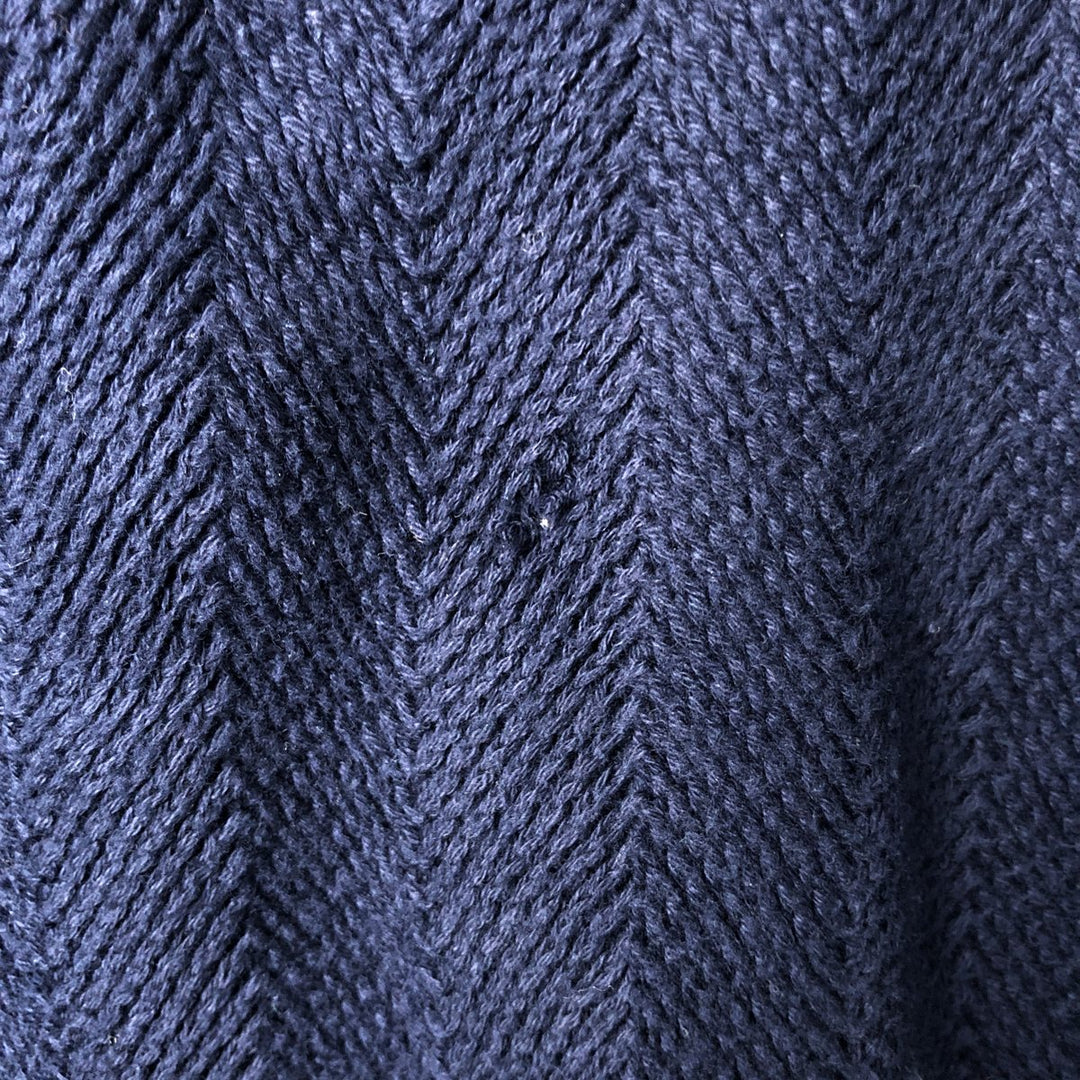 1990'S Ralph Lauren CHAPS Herringbone Cotton Knit Sweater, Made in USA, Men's Size M (approx.), Vintage cotton navy blue type Vintage Second Hand