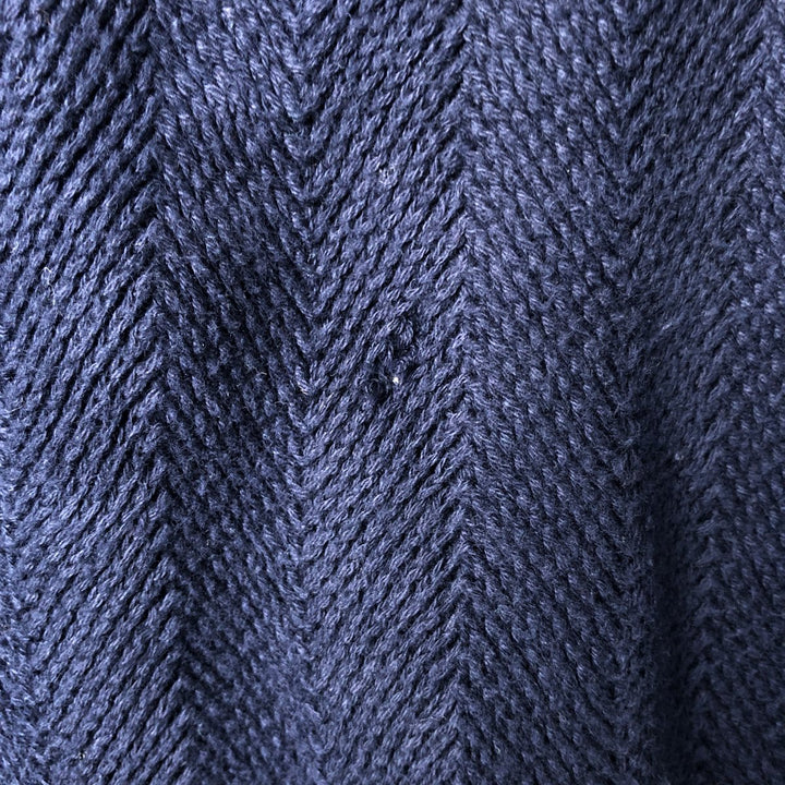 1990'S Ralph Lauren CHAPS Herringbone Cotton Knit Sweater, Made in USA, Men's Size M (approx.), Vintage cotton navy blue type Vintage Second Hand