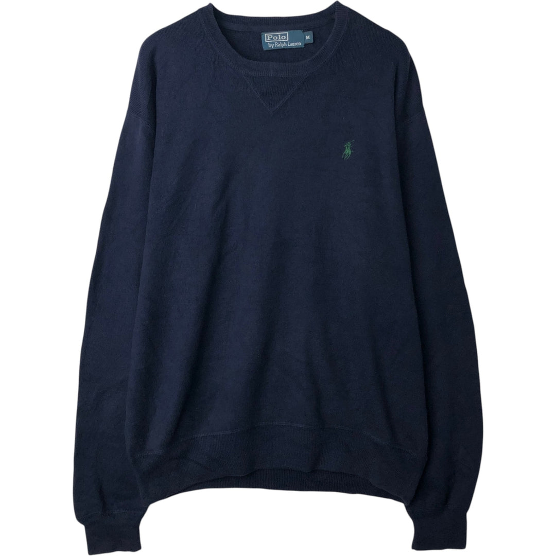 Ralph Lauren POLO by Ralph Lauren Cotton Knit Sweater Men's M Size cotton navy blue type Vintage Second Hand