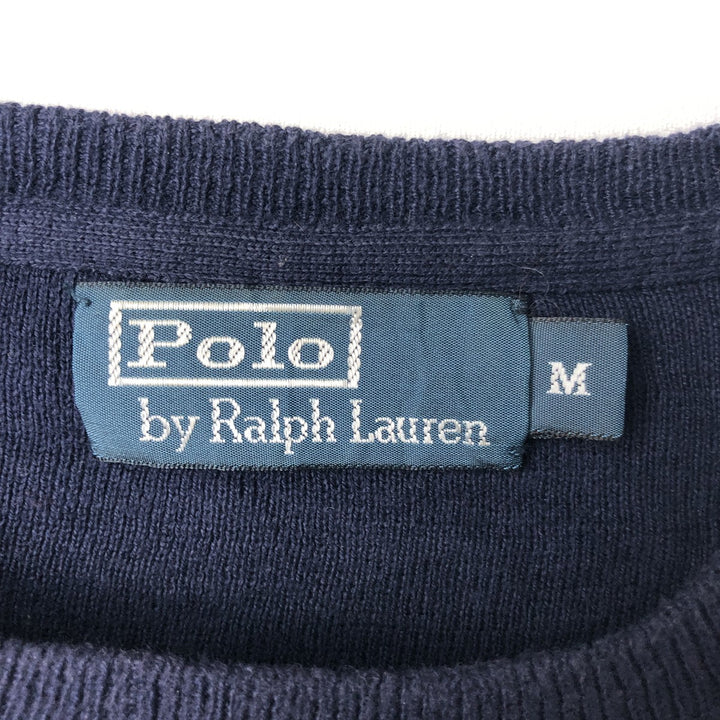 Ralph Lauren POLO by Ralph Lauren Cotton Knit Sweater Men's M Size cotton navy blue type Vintage Second Hand