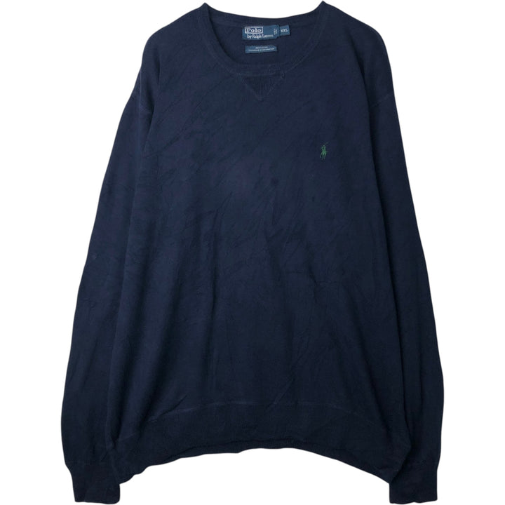 Ralph Lauren POLO by Ralph Lauren Cotton Knit Sweater Men's XXL cotton navy blue type Vintage Second Hand