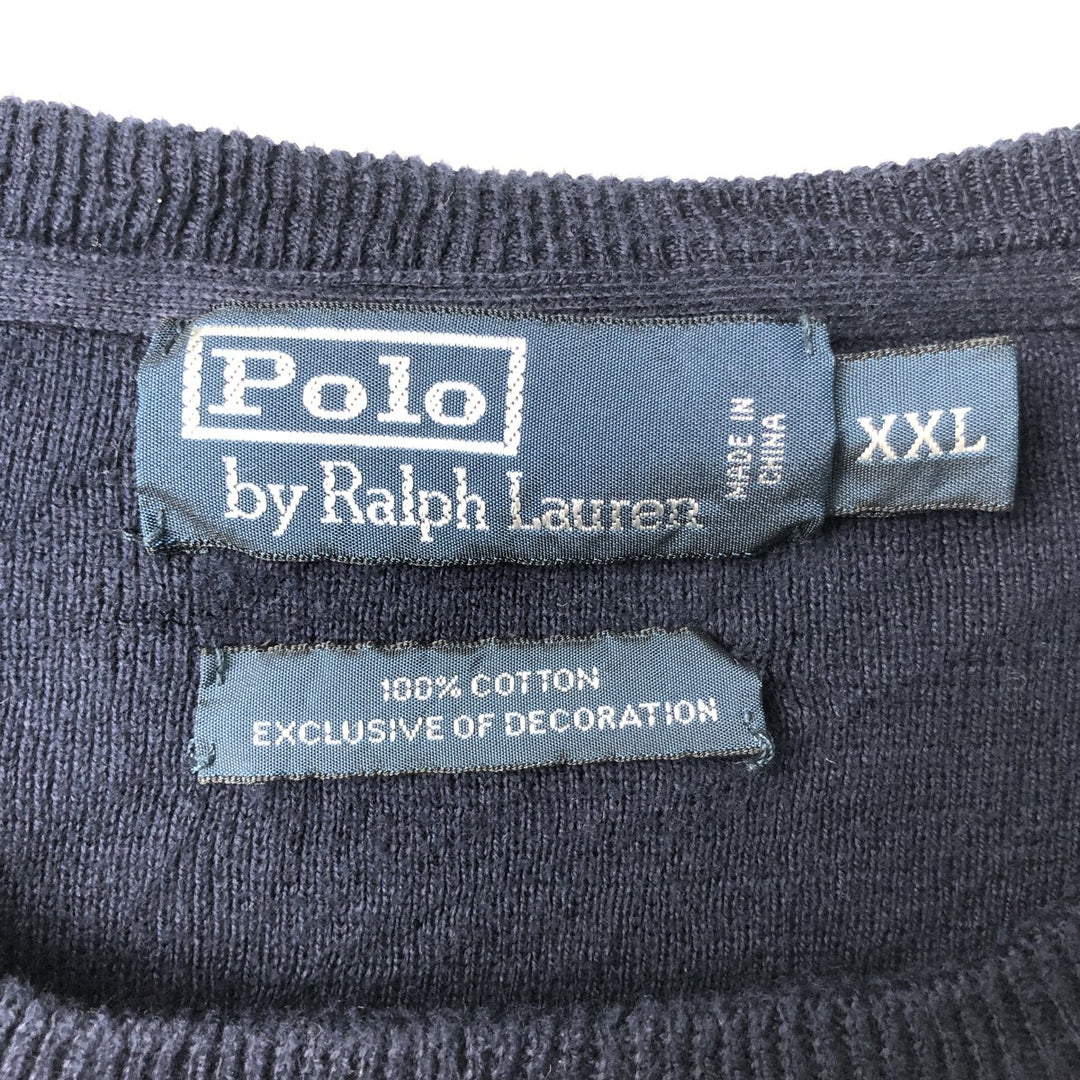 Ralph Lauren POLO by Ralph Lauren Cotton Knit Sweater Men's XXL cotton navy blue type Vintage Second Hand