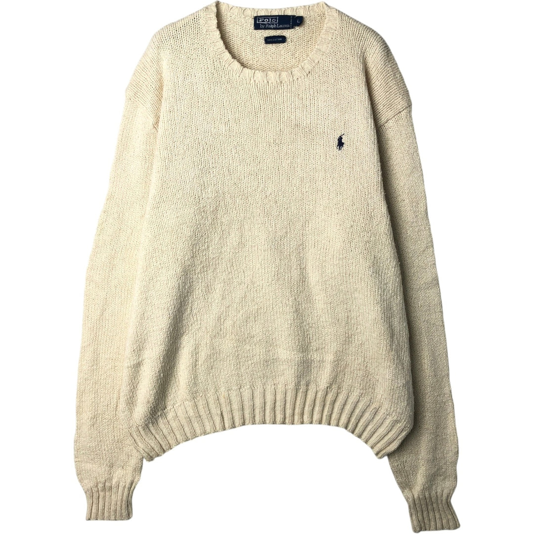 Ralph Lauren POLO by Ralph Lauren Cotton Knit Sweater Men's L size cotton ivory Vintage Second Hand