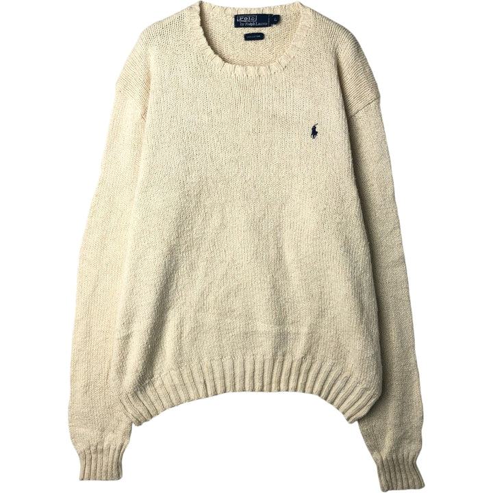 Ralph Lauren POLO by Ralph Lauren Cotton Knit Sweater Men's L size cotton ivory Vintage Second Hand