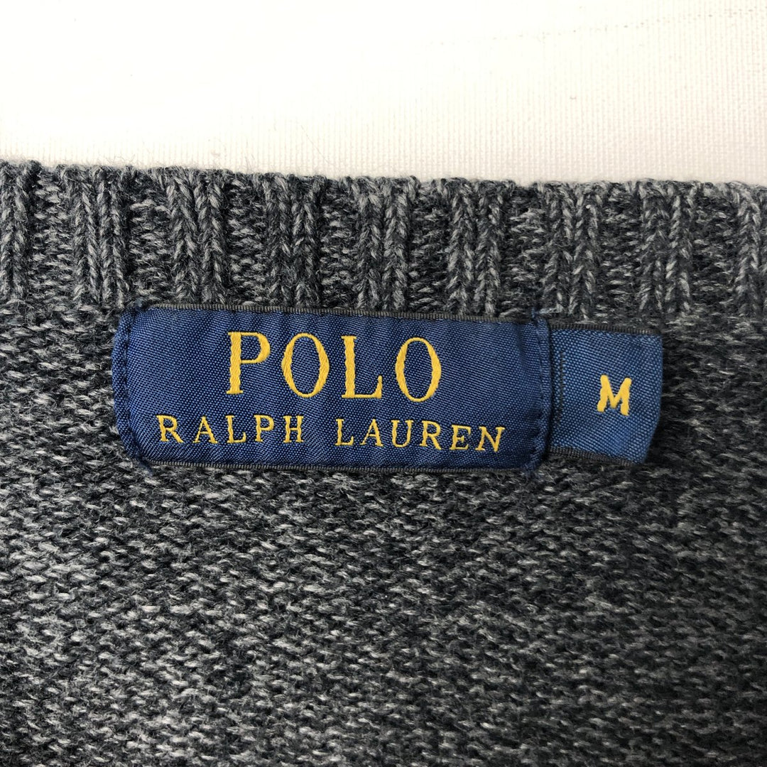 Ralph Lauren POLO by Ralph Lauren Cotton Knit Sweater Men's M Size cotton Charcoal Vintage Second Hand