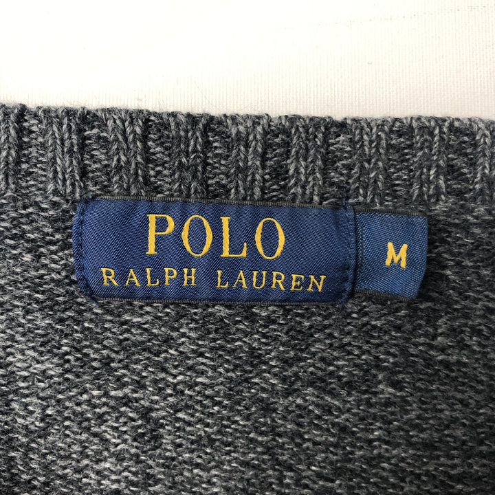 Ralph Lauren POLO by Ralph Lauren Cotton Knit Sweater Men's M Size cotton Charcoal Vintage Second Hand