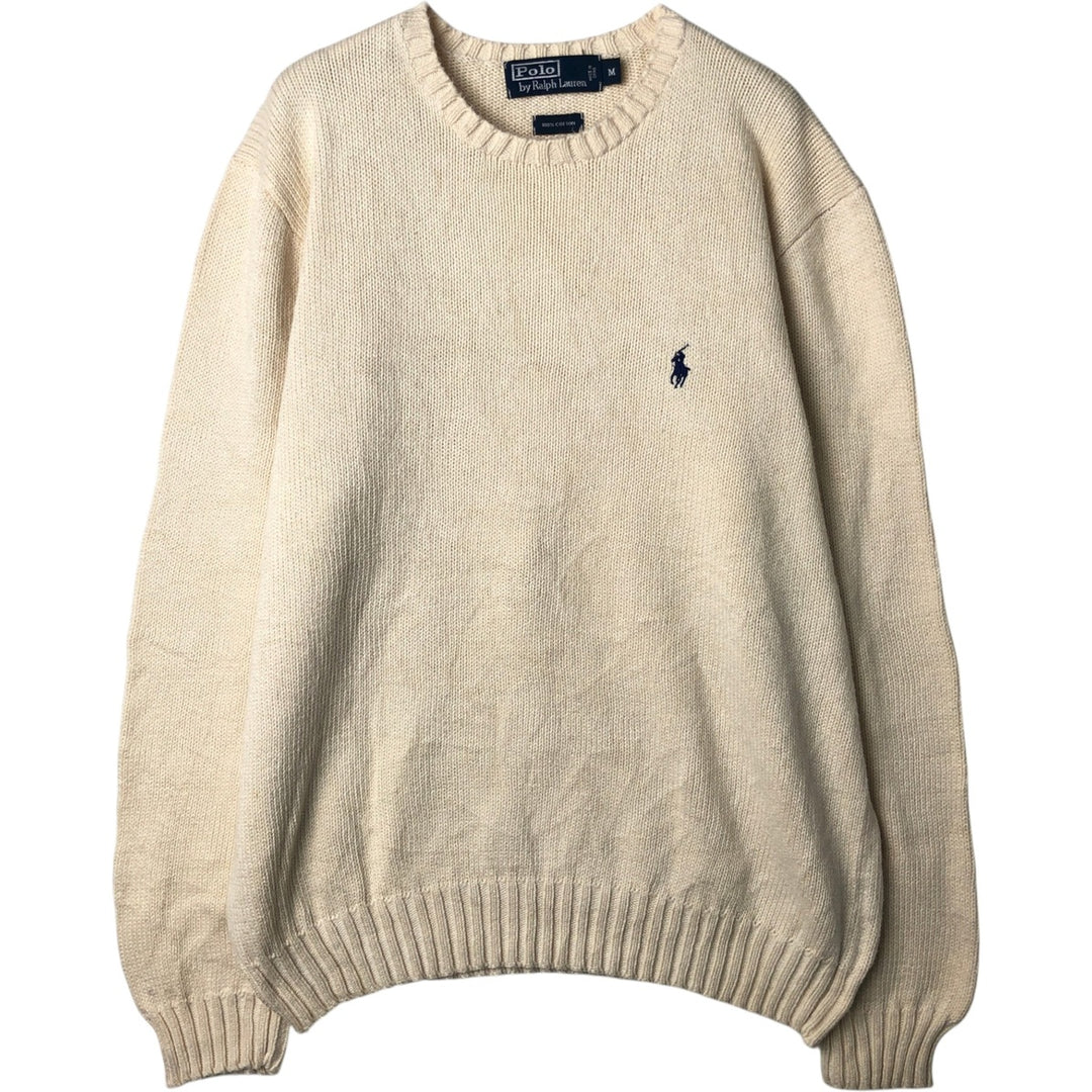 Ralph Lauren POLO by Ralph Lauren Cotton Knit Sweater Men's M Size cotton ivory Vintage Second Hand