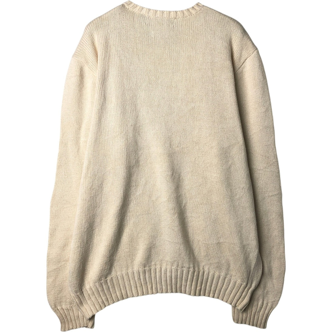 Ralph Lauren POLO by Ralph Lauren Cotton Knit Sweater Men's M Size cotton ivory Vintage Second Hand