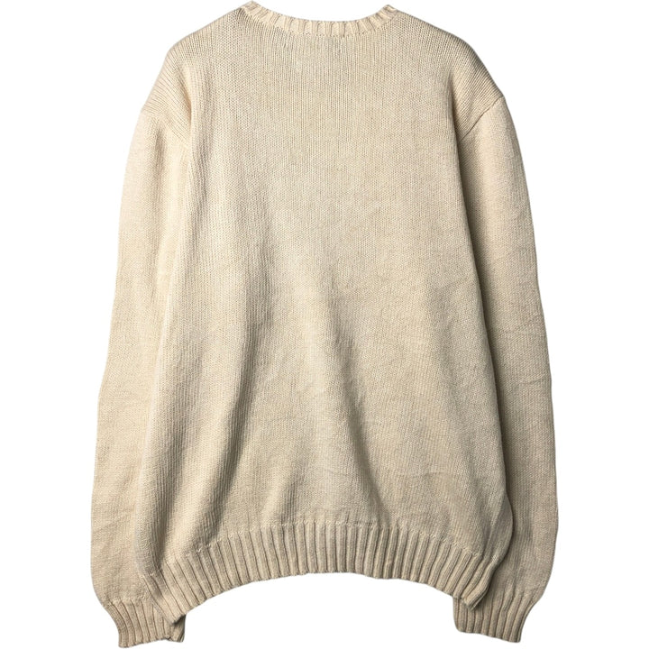 Ralph Lauren POLO by Ralph Lauren Cotton Knit Sweater Men's M Size cotton ivory Vintage Second Hand