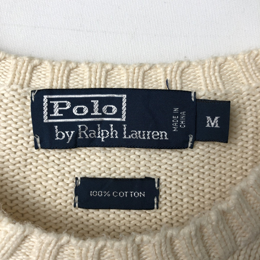 Ralph Lauren POLO by Ralph Lauren Cotton Knit Sweater Men's M Size cotton ivory Vintage Second Hand