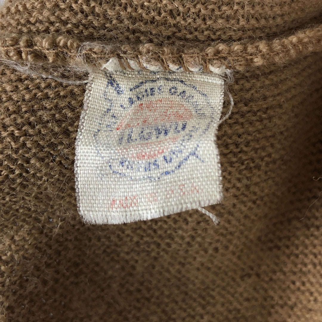 JCPenny THE FOX COLLECTION V-neck acrylic knit sweater, made in the USA, equivalent to men's size M. Oron Acrylic beige type brown Vintage Second Hand
