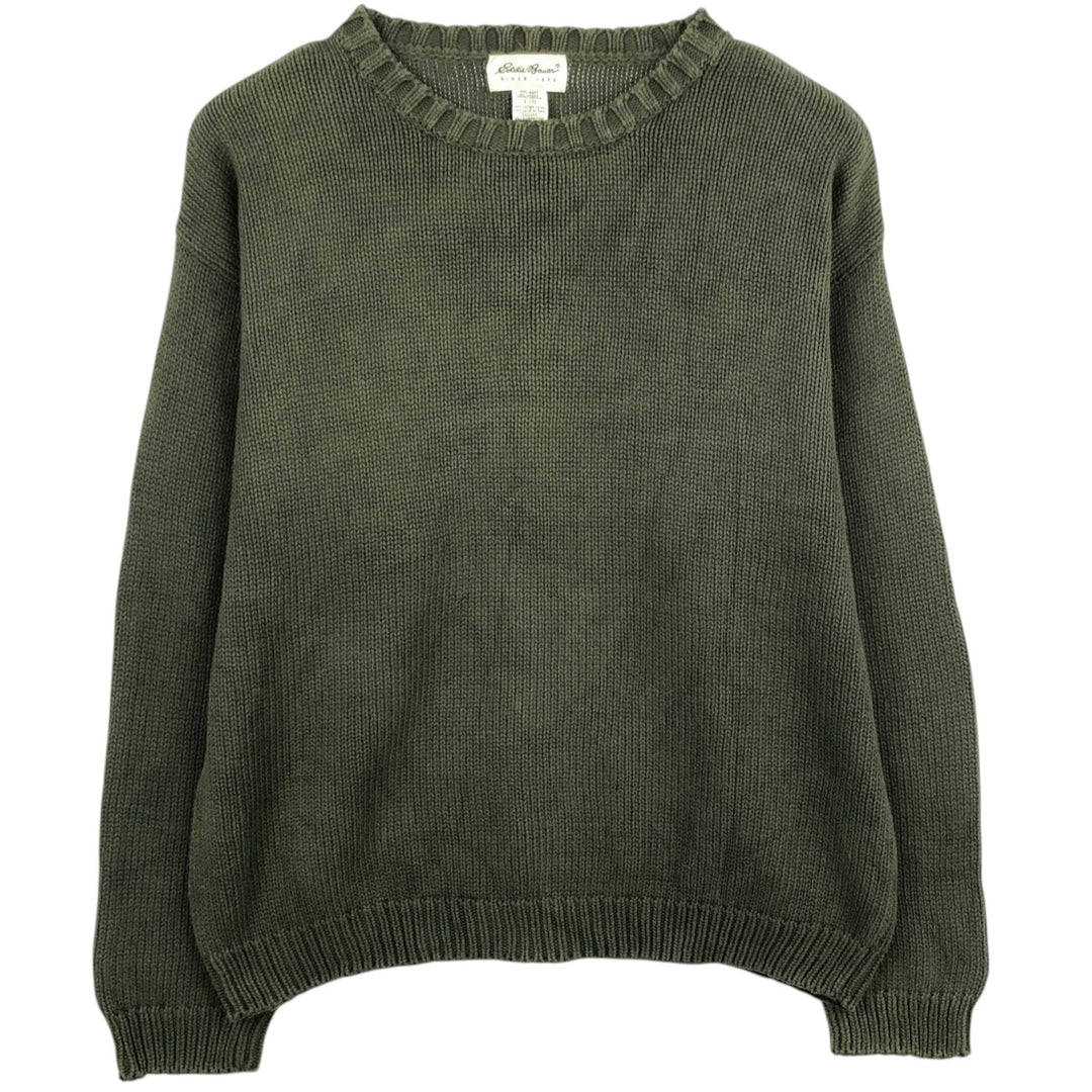 Vintage 90s-00'S Eddie Bauer cotton knit sweater, men's size L cotton Khaki type Vintage Second Hand