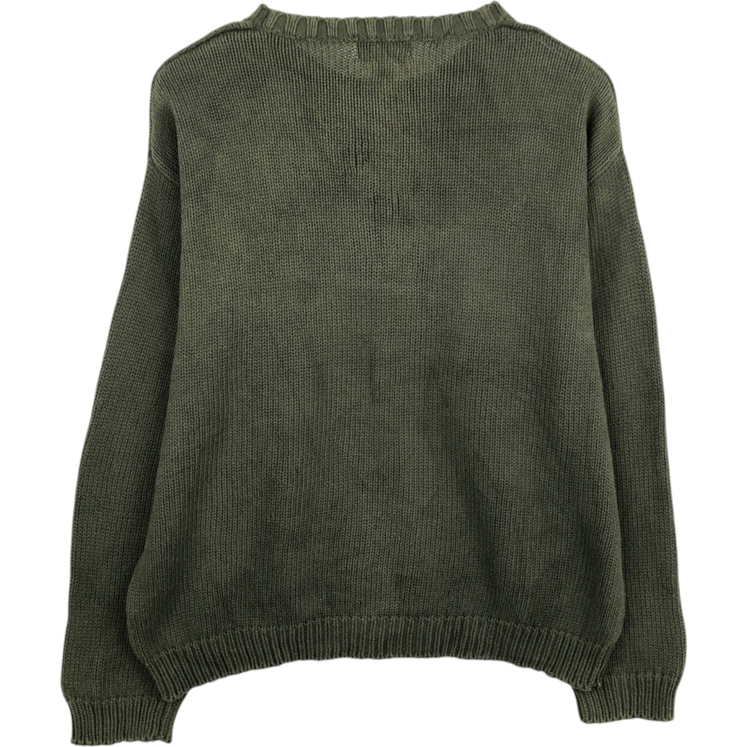 Vintage 90s-00'S Eddie Bauer cotton knit sweater, men's size L cotton Khaki type Vintage Second Hand