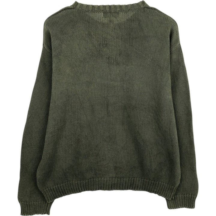 Vintage 90s-00'S Eddie Bauer cotton knit sweater, men's size L cotton Khaki type Vintage Second Hand