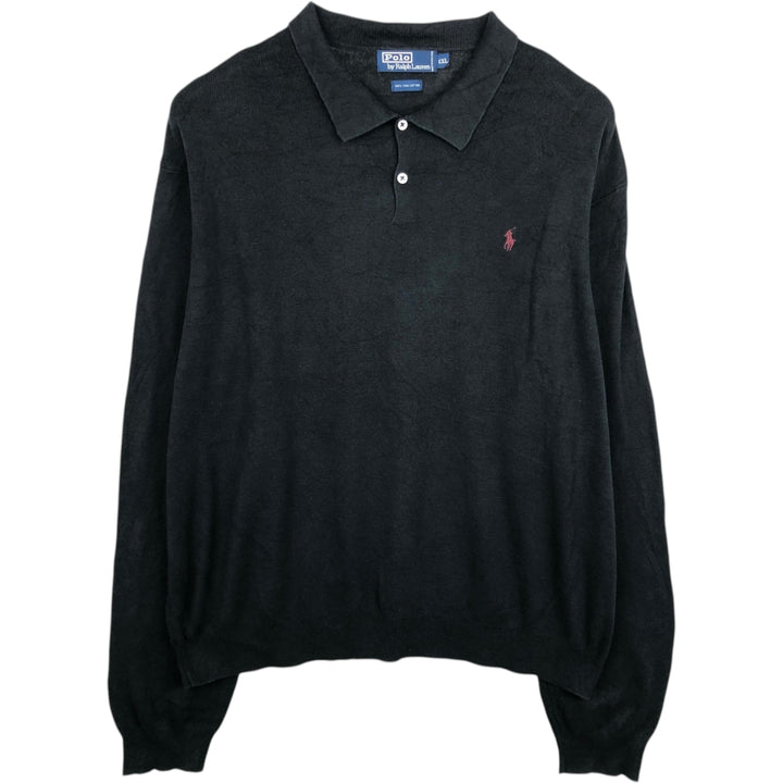 Ralph Lauren POLO by Ralph Lauren Polo Knit Sweater, Men's XXL Pima Cotton black type Vintage Second Hand