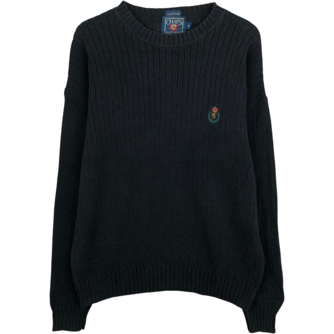Ralph Lauren CHAPS cotton knit sweater, men's size M cotton black type Vintage Second Hand