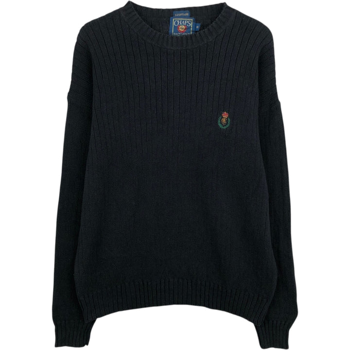 Ralph Lauren CHAPS cotton knit sweater, men's size M cotton black type Vintage Second Hand