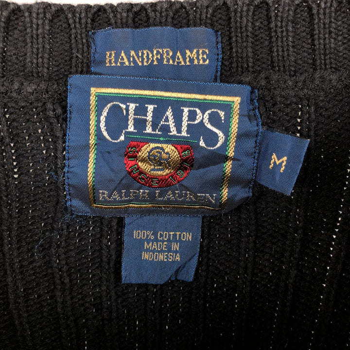 Ralph Lauren CHAPS cotton knit sweater, men's size M cotton black type Vintage Second Hand