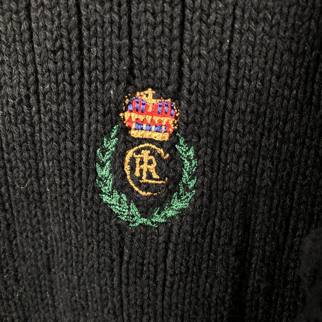Ralph Lauren CHAPS cotton knit sweater, men's size M cotton black type Vintage Second Hand