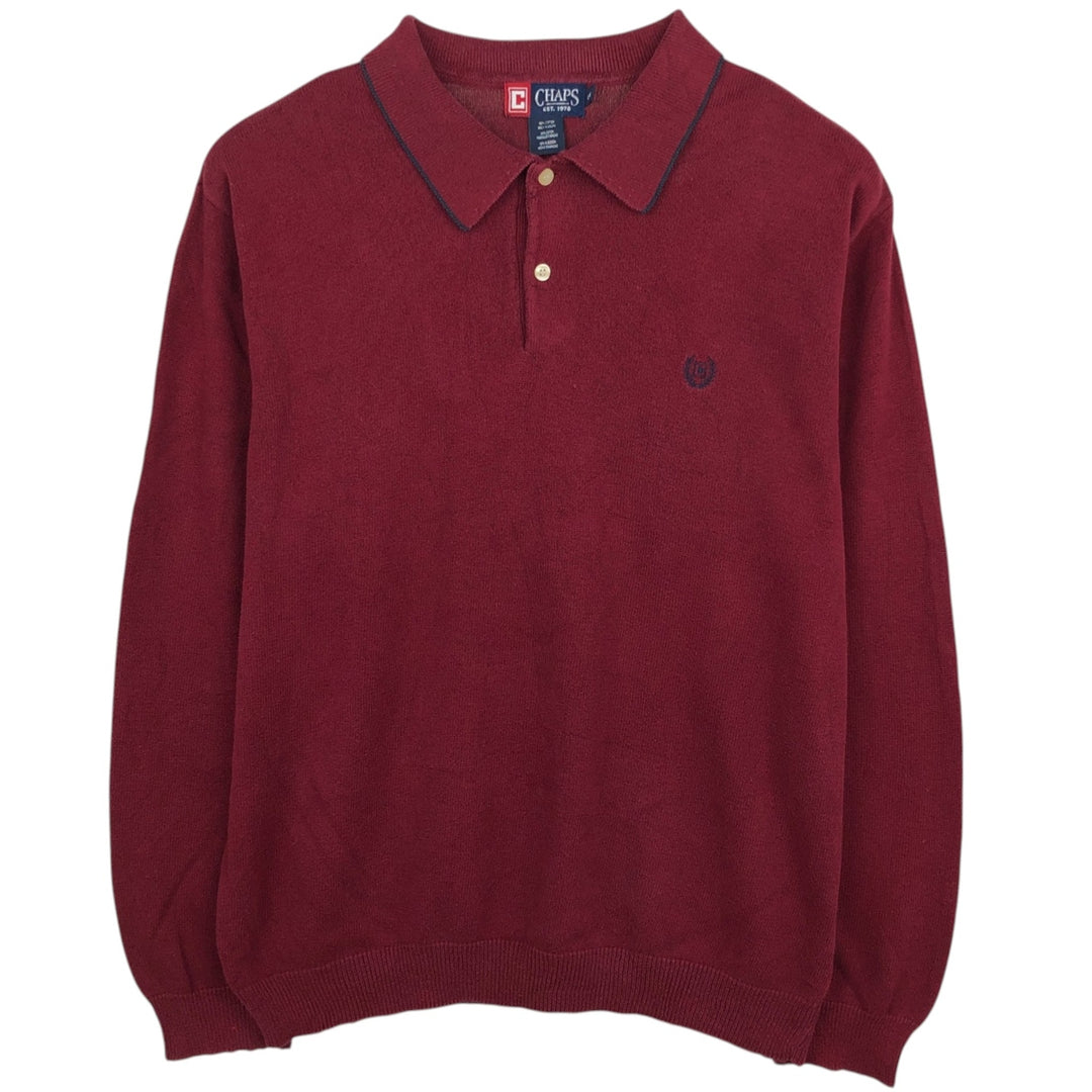 Ralph Lauren CHAPS Polo Knit Sweater, Men's Size L (approx.) cotton red type Vintage Second Hand