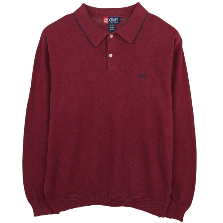 Ralph Lauren CHAPS Polo Knit Sweater, Men's Size L (approx.) cotton red type Vintage Second Hand
