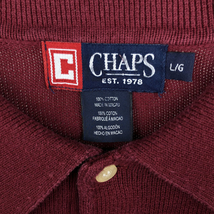Ralph Lauren CHAPS Polo Knit Sweater, Men's Size L (approx.) cotton red type Vintage Second Hand