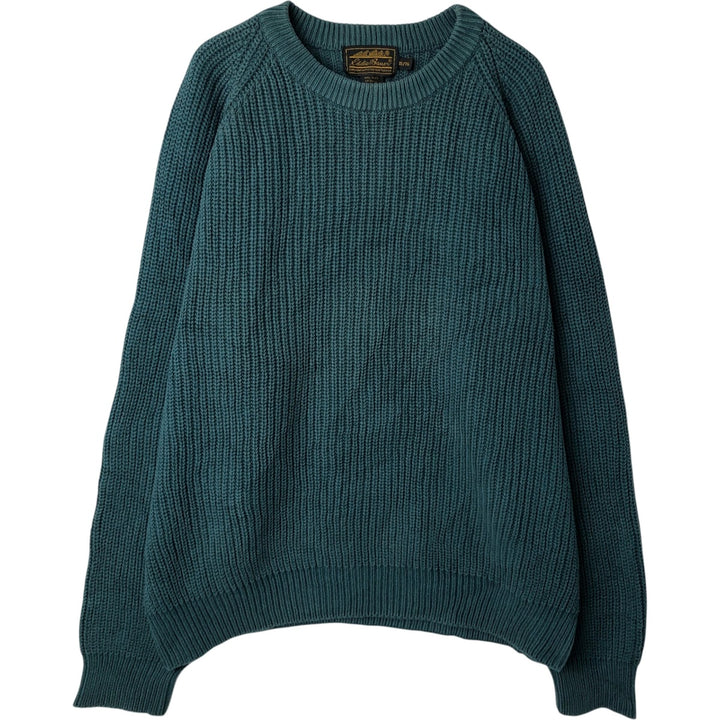 80s-90'S Eddie Bauer Cotton Knit Sweater Men's XL Size Vintage cotton green type Vintage Second Hand