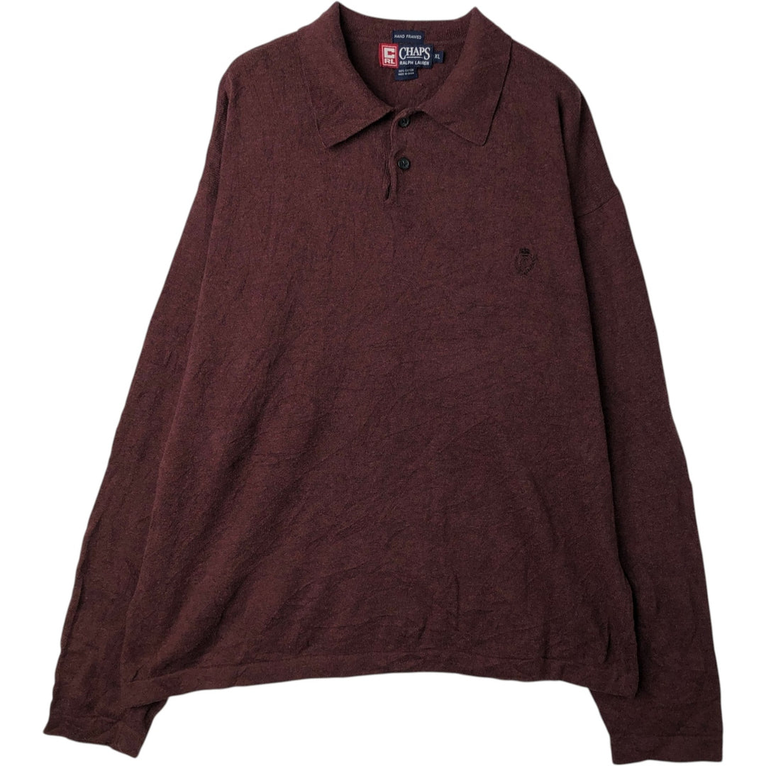 Ralph Lauren CHAPS Polo Knit Sweater, Men's Size XL (approx.) cotton red type reddish brown Vintage Second Hand