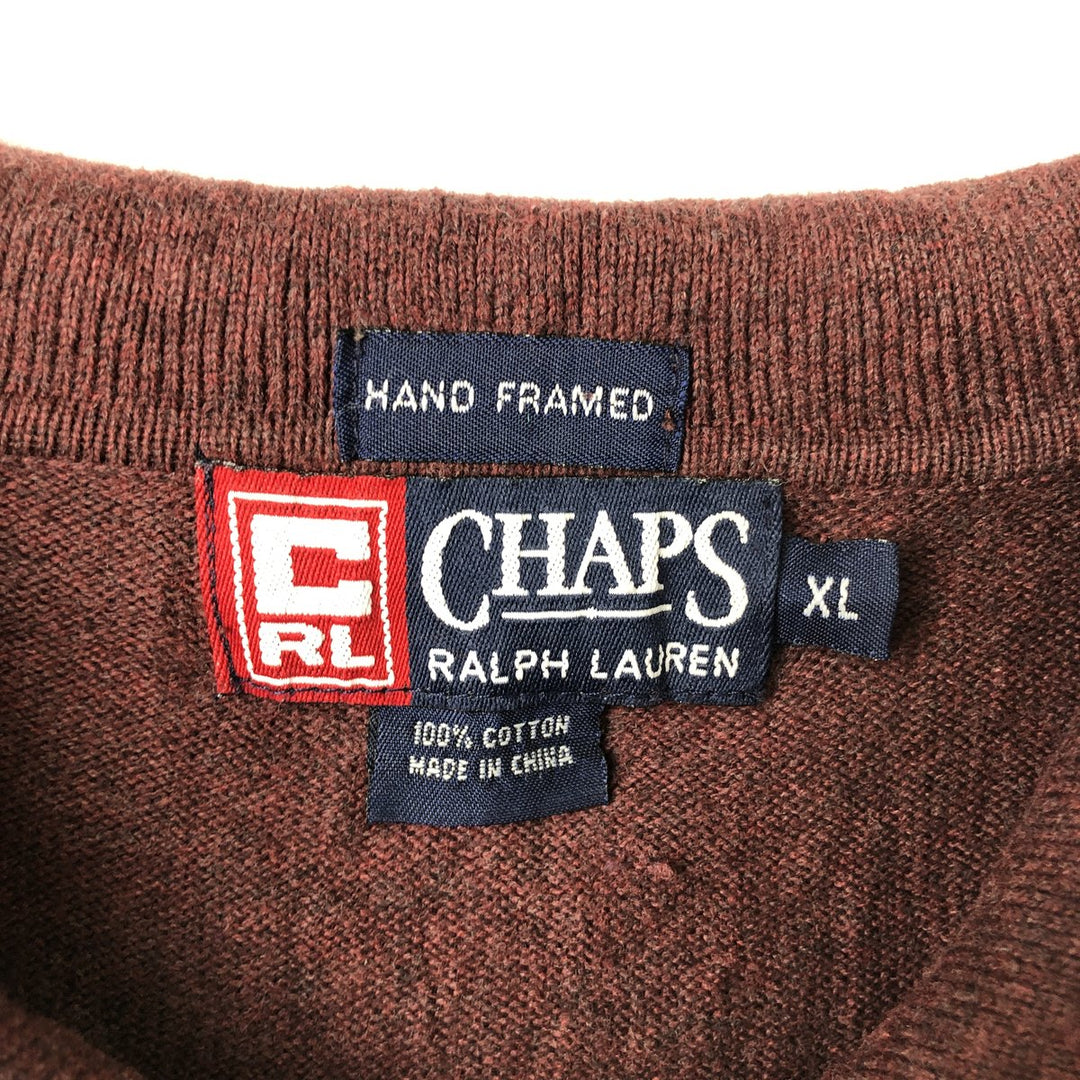 Ralph Lauren CHAPS Polo Knit Sweater, Men's Size XL (approx.) cotton red type reddish brown Vintage Second Hand