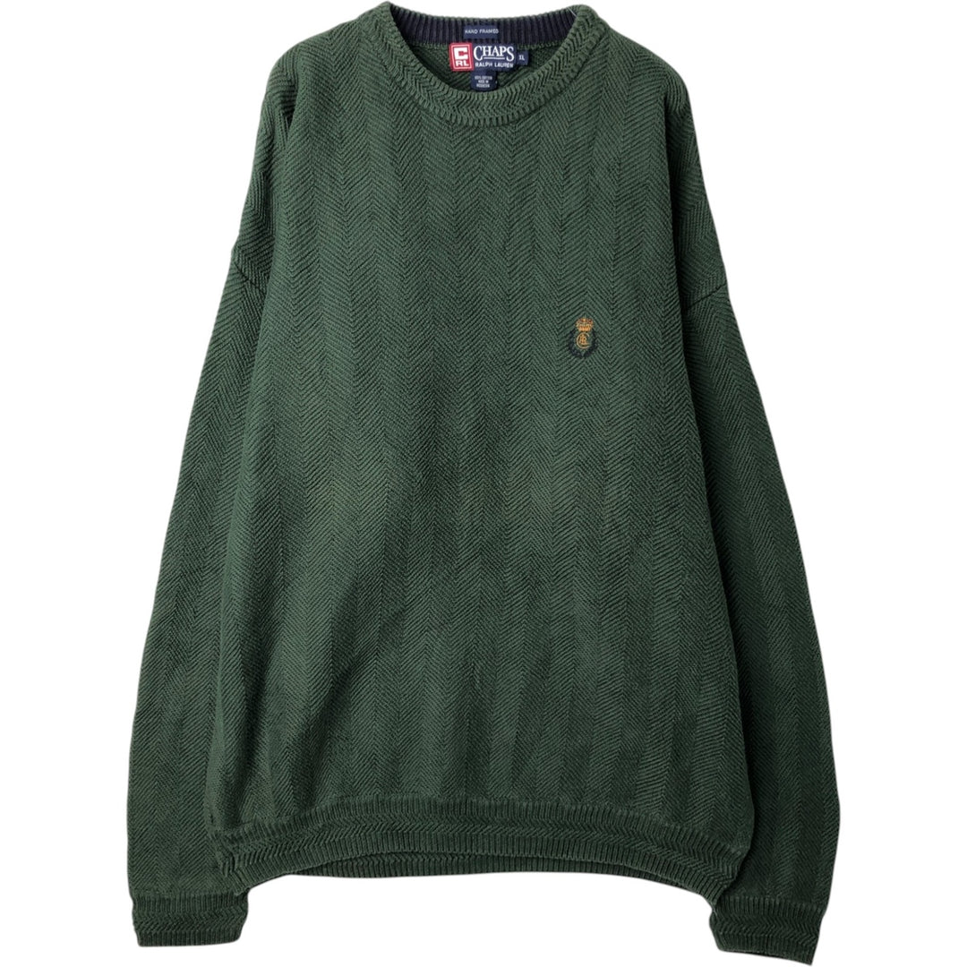 Ralph Lauren CHAPS Herringbone Cotton Knit Sweater Men's XL cotton green type Vintage Second Hand