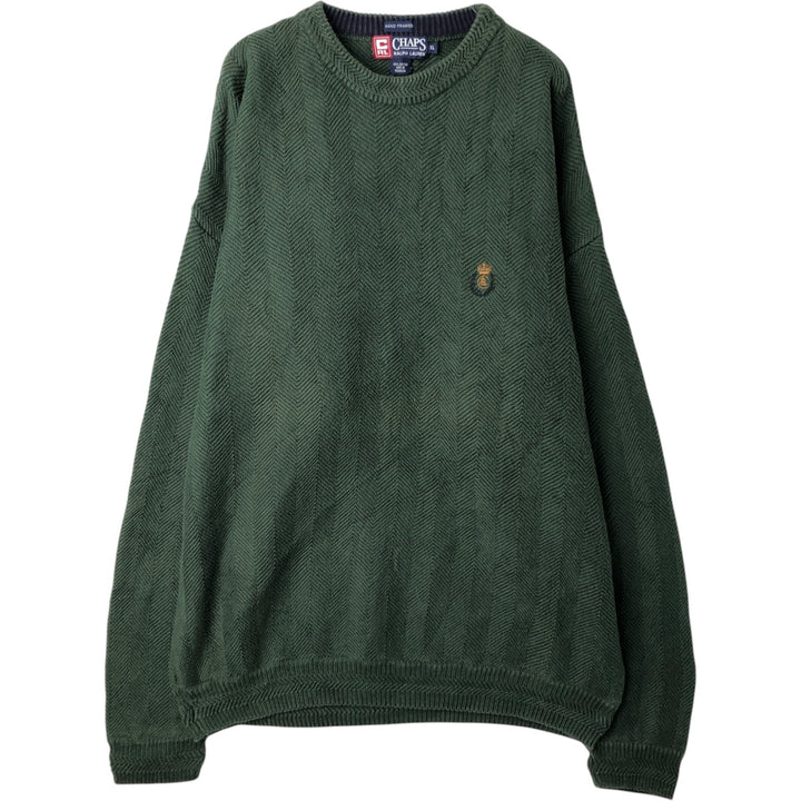 Ralph Lauren CHAPS Herringbone Cotton Knit Sweater Men's XL cotton green type Vintage Second Hand