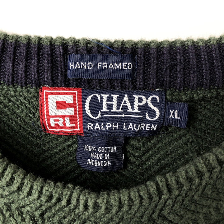 Ralph Lauren CHAPS Herringbone Cotton Knit Sweater Men's XL cotton green type Vintage Second Hand