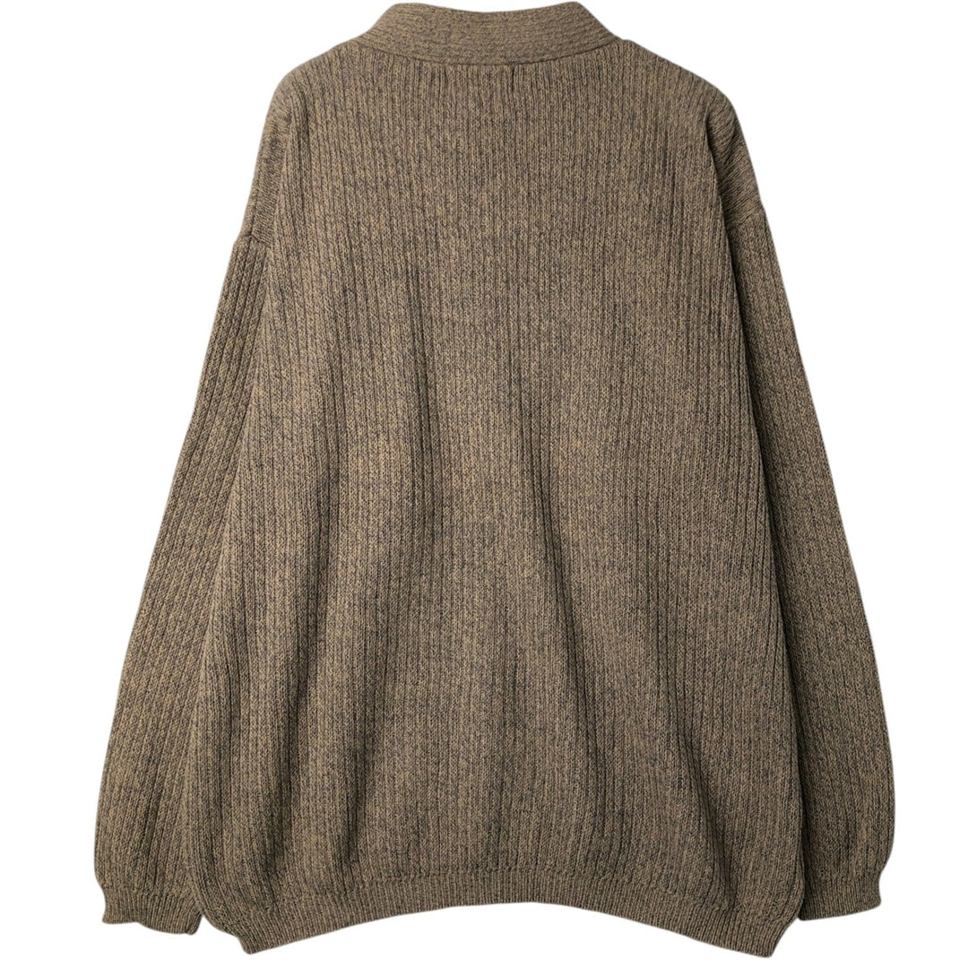 90s-00'S Eddie Bauer Rib-Knit Henley Neck Cotton Sweater, Men's Size L (Equivalent), Vintage cotton Beige type Vintage Second Hand