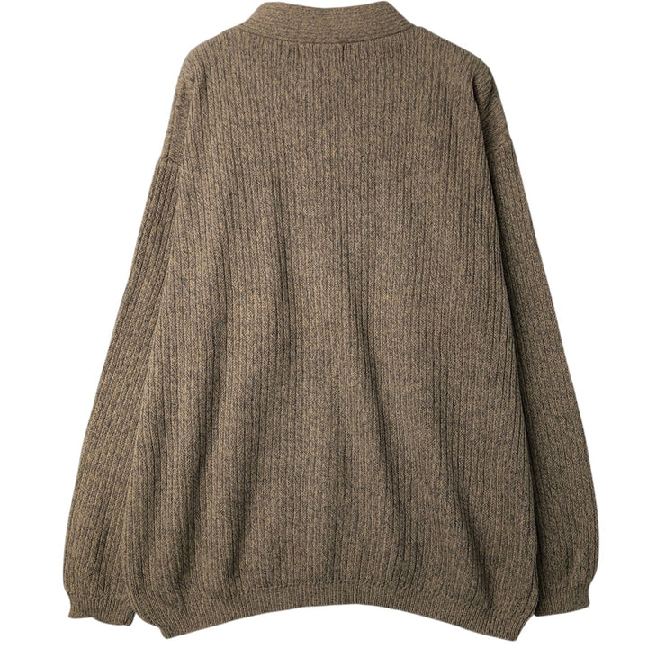90s-00'S Eddie Bauer Rib-Knit Henley Neck Cotton Sweater, Men's Size L (Equivalent), Vintage cotton Beige type Vintage Second Hand