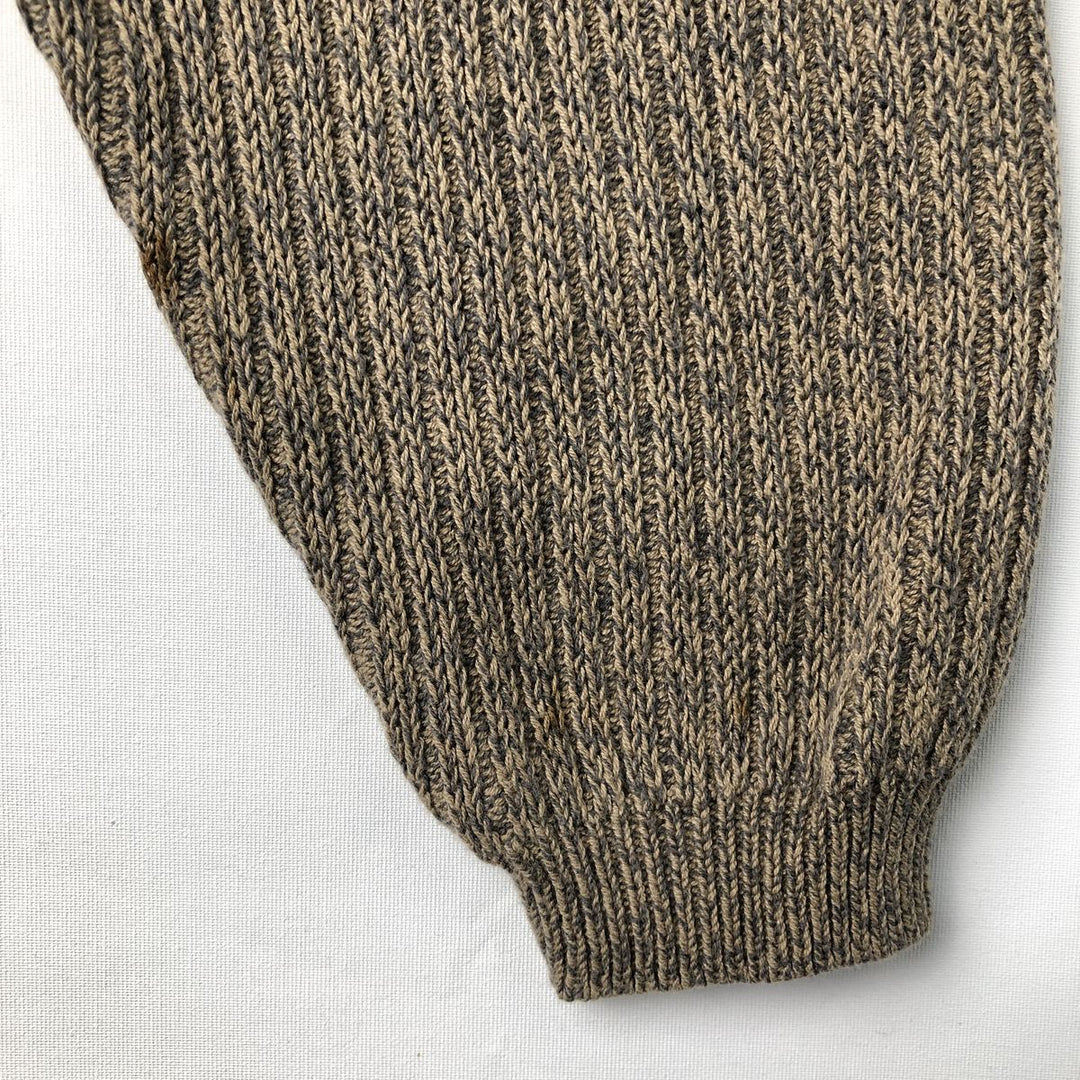90s-00'S Eddie Bauer Rib-Knit Henley Neck Cotton Sweater, Men's Size L (Equivalent), Vintage cotton Beige type Vintage Second Hand