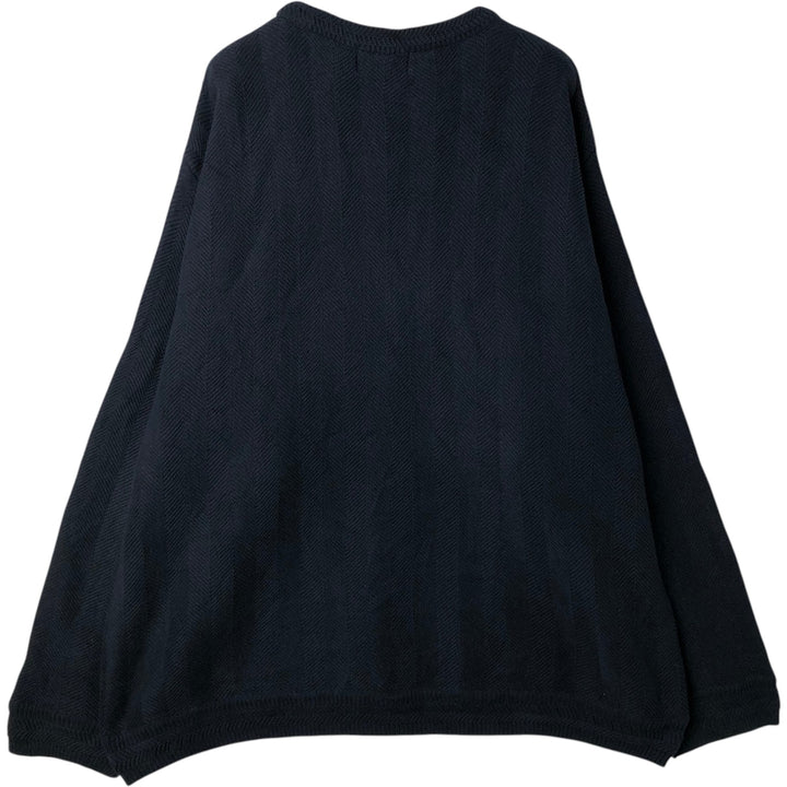 Ralph Lauren CHAPS Herringbone Cotton Knit Sweater, Men's XXL cotton navy blue type Vintage Second Hand