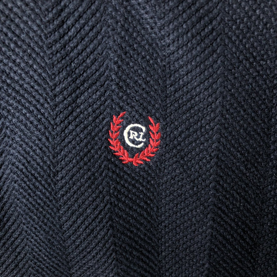 Ralph Lauren CHAPS Herringbone Cotton Knit Sweater, Men's XXL cotton navy blue type Vintage Second Hand
