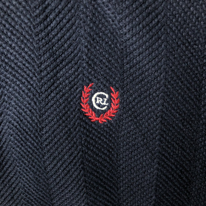 Ralph Lauren CHAPS Herringbone Cotton Knit Sweater, Men's XXL cotton navy blue type Vintage Second Hand
