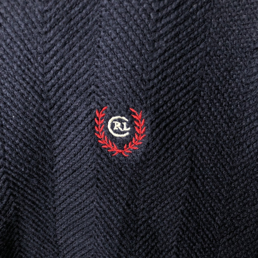Ralph Lauren CHAPS Herringbone Cotton Knit Sweater, Men's Size L cotton navy blue type Vintage Second Hand