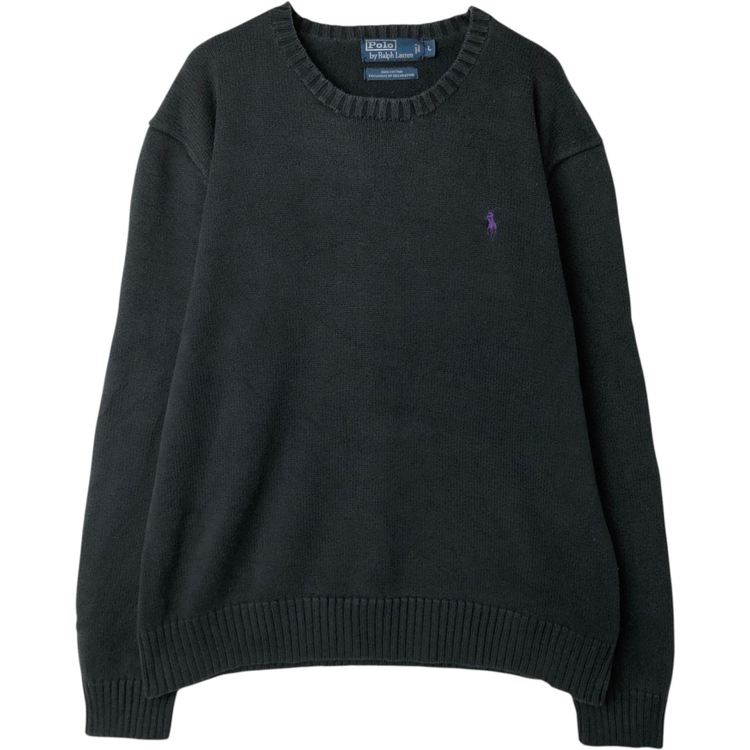 Ralph Lauren POLO by Ralph Lauren Cotton Knit Sweater Men's L size cotton black type Vintage Second Hand